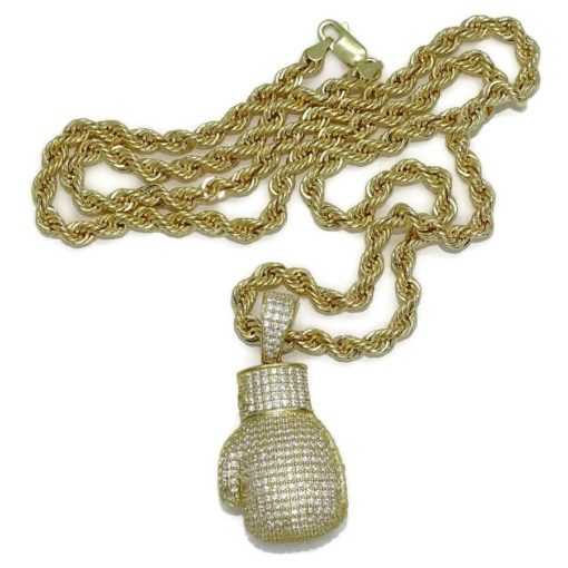 Collar de oro para hombre con guante de oro de boxeo y cordón grande. 21.20 gr todo oro 18k. - Imagen 4