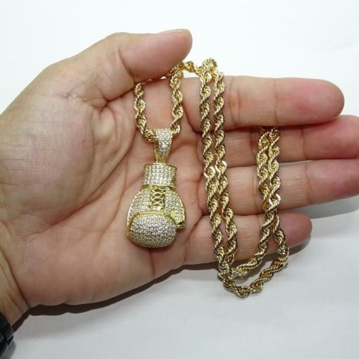 Collar de oro para hombre con guante de oro de boxeo y cordón grande. 21.20 gr todo oro 18k. - Imagen 3