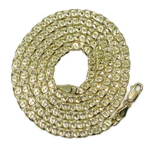 Cadena de oro amarillo macizo de 18k para hombre de eslabones ojo de tigre de 4mm de ancha y 60cm de larga.15.45gr de oro de 18k.