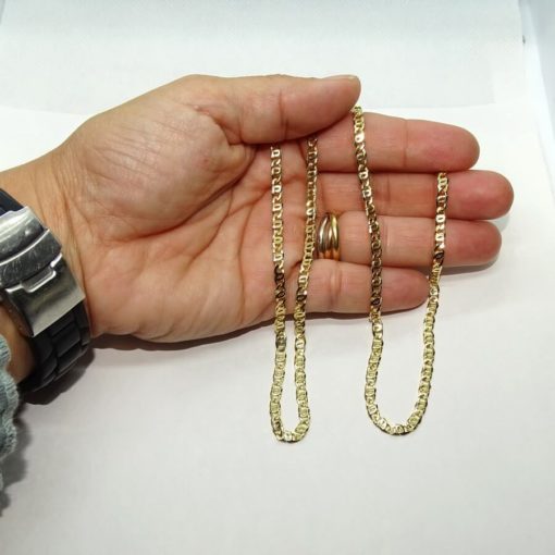 Cadena de oro amarillo macizo de 18k para hombre de eslabones ojo de tigre de 4mm de ancha y 60cm de larga.15.45gr de oro de 18k. - Imagen 3