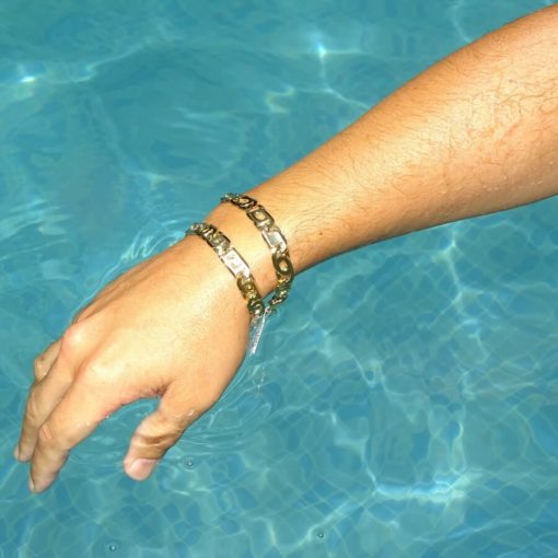 Impresionante Pulsera para Hombre de Oro Amarillo y oro blanco de 18k Maciza de 1.00 Cm de Ancha y 23.00cm de Larga. 37.05gr de Oro de 18k - Imagen 2