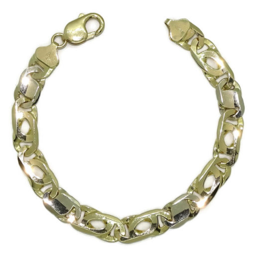 Impresionante Pulsera para Hombre de Oro Amarillo y oro blanco de 18k Maciza de 1.00 Cm de Ancha y 23.00cm de Larga. 37.05gr de Oro de 18k