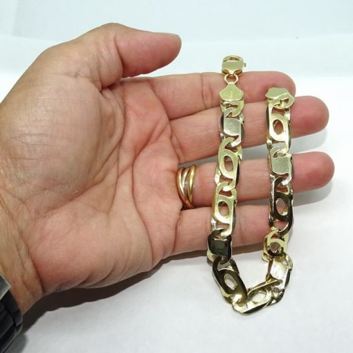 Impresionante Pulsera para Hombre de Oro Amarillo y oro blanco de 18k Maciza de 1.00 Cm de Ancha y 23.00cm de Larga. 37.05gr de Oro de 18k - Imagen 5