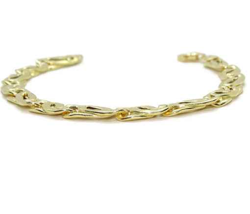 Pulsera de oro amarillo de 18k para hombre modelo doble barbada hueca 3x1 plana de 8.00mm de ancha, grande y aparente. 22.00cm de larga. - Imagen 7