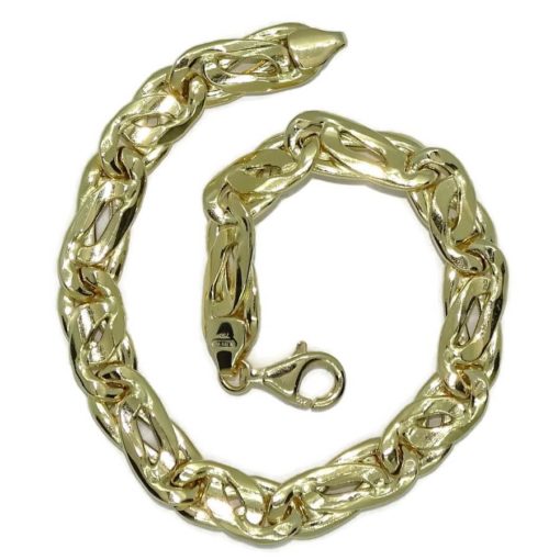 Pulsera de oro amarillo de 18k para hombre modelo doble barbada hueca 3x1 plana de 8.00mm de ancha, grande y aparente. 22.00cm de larga. - Imagen 3