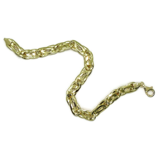 Pulsera de oro amarillo de 18k para hombre modelo doble barbada hueca 3x1 plana de 8.00mm de ancha, grande y aparente. 22.00cm de larga. - Imagen 6