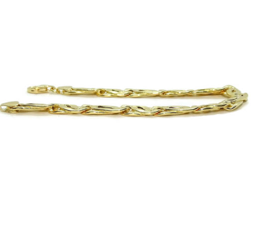Pulsera de oro amarillo de 18k para hombre modelo doble barbada hueca 3x1 plana de 8.00mm de ancha, grande y aparente. 22.00cm de larga. - Imagen 5