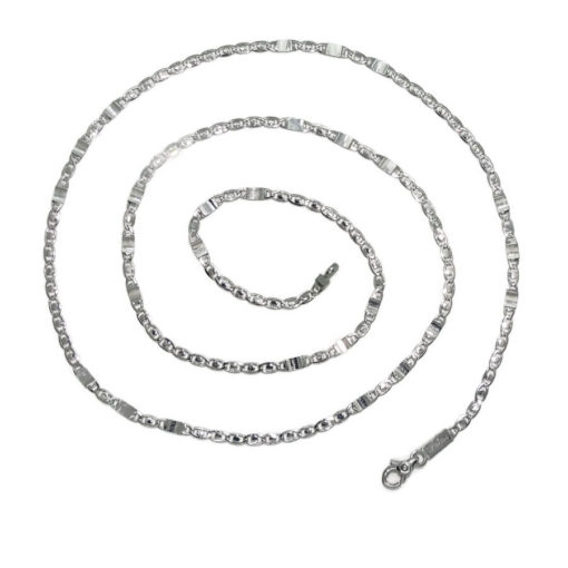 Cadena de oro macizo blanco de 18k para hombre modelo sol y eslabón liso de 3.00mm de ancha y 60cm de larga. 6.30 gr de oro de 18K. - Imagen 7