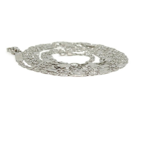Cadena de oro macizo blanco de 18k para hombre modelo sol y eslabón liso de 3.00mm de ancha y 60cm de larga. 6.30 gr de oro de 18K. - Imagen 4