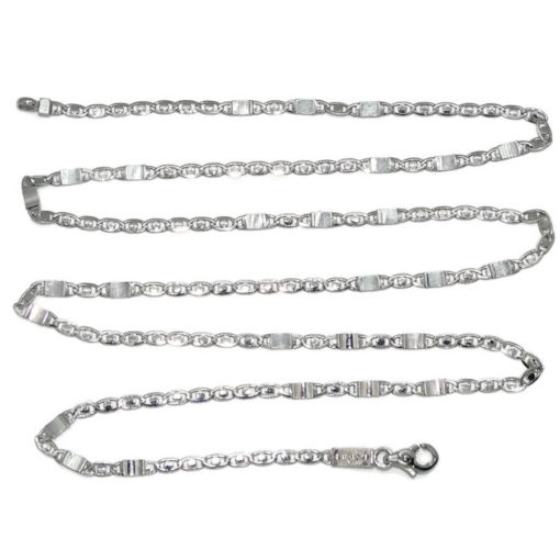 Cadena de oro macizo blanco de 18k para hombre modelo sol y eslabón liso de 3.00mm de ancha y 60cm de larga. 6.30 gr de oro de 18K. - Imagen 3