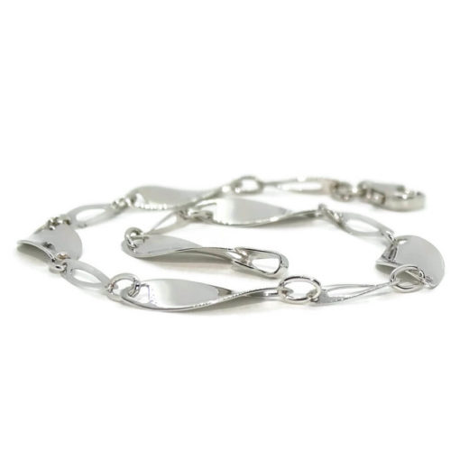 Pulsera de oro blanco de 18k para mujer de eslabones ovalados con cuerpo y calados. 3.50gr - Imagen 7