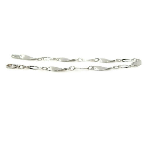 Pulsera de oro blanco de 18k para mujer de eslabones ovalados con cuerpo y calados. 3.50gr - Imagen 5