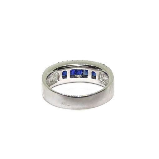 Anillo de oro blanco de 18k con 12 diamantes y 5 zafiros. - Imagen 8