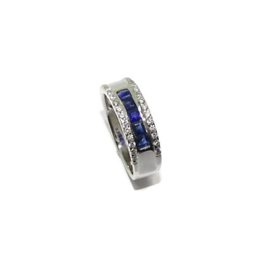 Anillo de oro blanco de 18k con 12 diamantes y 5 zafiros. - Imagen 4