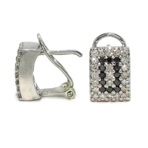 Preciosos pendientes de oro blanco de 18k con diamantes blancos y negros que pesan 1.05cts. - Imagen 8