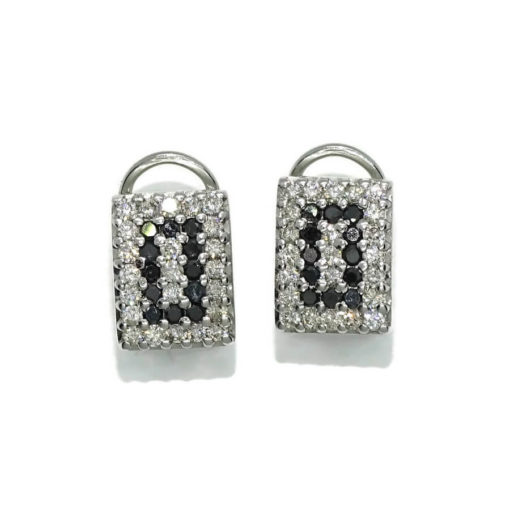 Preciosos pendientes de oro blanco de 18k con diamantes blancos y negros que pesan 1.05cts. - Imagen 3