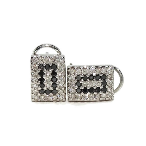 Preciosos pendientes de oro blanco de 18k con diamantes blancos y negros que pesan 1.05cts. - Imagen 5