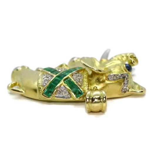 Elefante de oro amarillo de 18k con diamantes y piedras preciosas. - Imagen 5