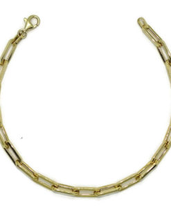 Pulsera de oro amarillo de 18k con eslabones forzados de 1.10cm de largos por 0.40 cm de anchos. 19.00 cm de larga, ideal mujer
