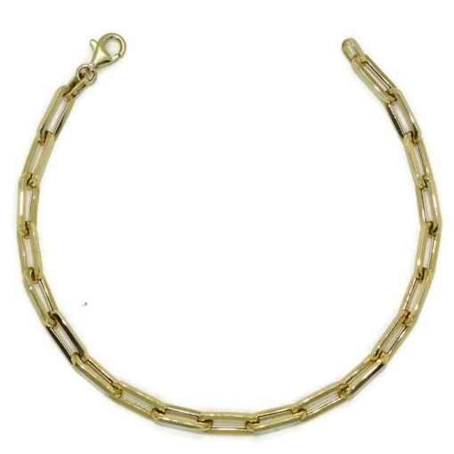 Pulsera de oro amarillo de 18k con eslabones forzados de 1.10cm de largos por 0.40 cm de anchos. 19.00 cm de larga, ideal mujer