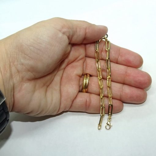 Pulsera de oro amarillo de 18k con eslabones forzados de 1.10cm de largos por 0.40 cm de anchos. 19.00 cm de larga, ideal mujer - Imagen 4