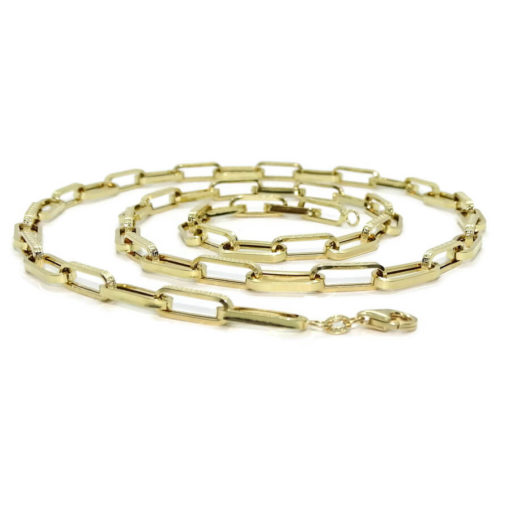 Collar de moda para hombre y mujer de Oro Amarillo de 18k de eslabón tipo forzado uno liso uno con greca de 5.5mm de ancho. 75.00cm de Largo - Imagen 3