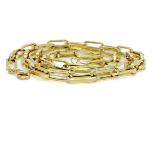 Collar de moda para hombre y mujer de Oro Amarillo de 18k de eslabón tipo forzado uno liso uno con greca de 5.5mm de ancho. 75.00cm de Largo - Imagen 5