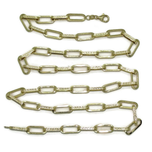Collar de moda para hombre y mujer de Oro Amarillo de 18k de eslabón tipo forzado uno liso uno con greca de 5.5mm de ancho. 75.00cm de Largo - Imagen 6