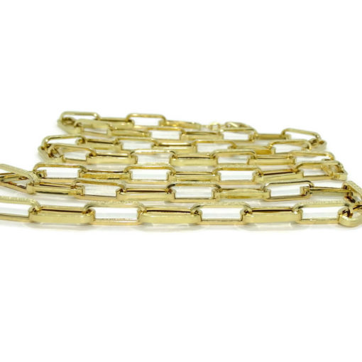 Collar de moda para hombre y mujer de Oro Amarillo de 18k de eslabón tipo forzado uno liso uno con greca de 5.5mm de ancho. 75.00cm de Largo - Imagen 7