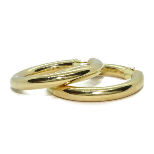 Pendientes aros de oro amarillo de 18k anchos, de 5mm de grosor y 3.80cm de diámetro exterior. 7.60gr de oro de 18k Cierre fácil click - Imagen 3