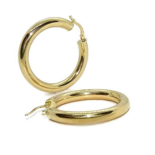 Pendientes aros de oro amarillo de 18k anchos, de 5mm de grosor y 3.80cm de diámetro exterior. 7.60gr de oro de 18k Cierre fácil click - Imagen 6