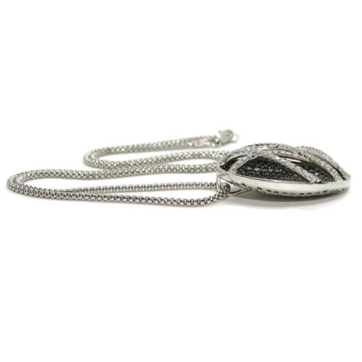 Collar de oro blanco de 18K con 4.85 cts de diamantes blancos y negros y cadena coreana - Imagen 6