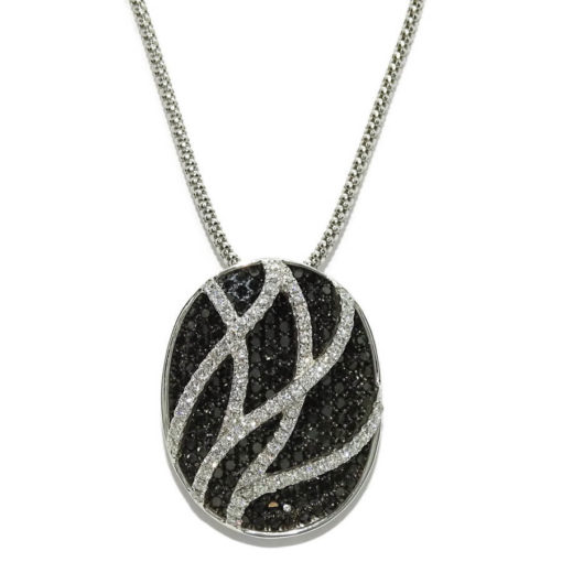 Collar de oro blanco de 18K con 4.85 cts de diamantes blancos y negros y cadena coreana - Imagen 8