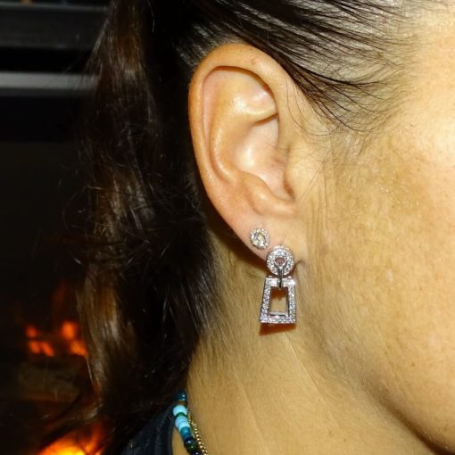 Pendientes para mujer aldaba de oro y 0.74cts de diamantes - Imagen 2
