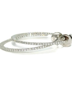 Pendientes Aros de oro blanco de 18k con 94 diamantes talla brillante de 1.24cts