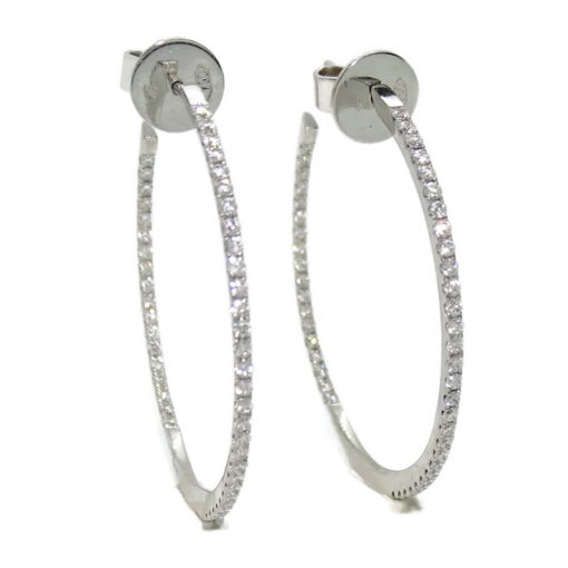 Pendientes Aros de oro blanco de 18k con 94 diamantes talla brillante de 1.24cts - Imagen 3