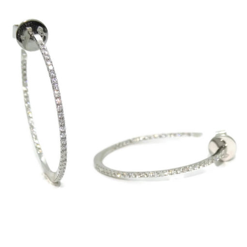 Pendientes Aros de oro blanco de 18k con 94 diamantes talla brillante de 1.24cts - Imagen 7