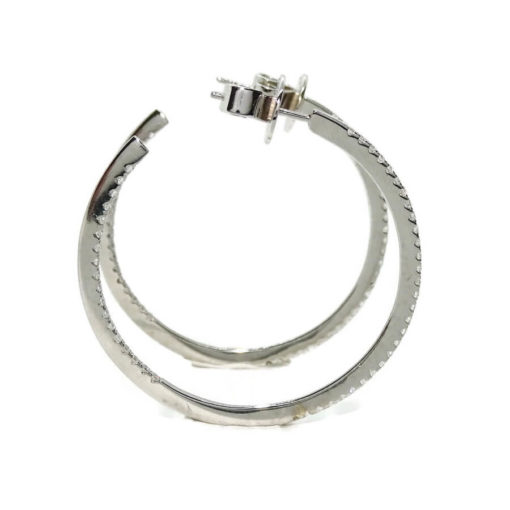 Pendientes Aros de oro blanco de 18k con 94 diamantes talla brillante de 1.24cts - Imagen 6