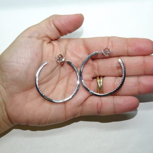Pendientes Aros de oro blanco de 18k con 94 diamantes talla brillante de 1.24cts - Imagen 4