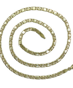 Cadena de oro amarillo macizo de 18k para hombre modelo ojo de tigre y eslabón liso de 4.00mm de ancha y 60cm de larga.