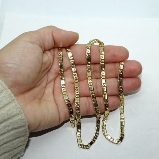 Cadena de oro amarillo macizo de 18k para hombre modelo ojo de tigre y eslabón liso de 4.00mm de ancha y 60cm de larga. - Imagen 4