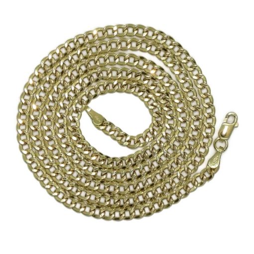 Cadena para hombre de oro amarillo de 18k y 60cm de larga. 3.50 mm de ancha. Modelo barbada con cierre mosquetón. 4.40 gr de oro de 18k