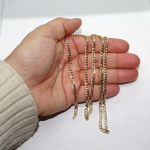 Cadena para hombre de oro amarillo de 18k y 60cm de larga. 3.50 mm de ancha. Modelo barbada con cierre mosquetón. 4.40 gr de oro de 18k - Imagen 3