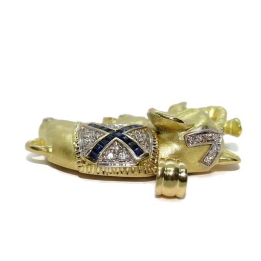 Impresionante elefante de oro amarillo de 18k con 0.53cts de diamantes, 1.04cts de zafiros, 0.15 cts de rubís y una esmeralda de 0.07cts. Peso; 27.35 gr de oro de 18k. - Imagen 7