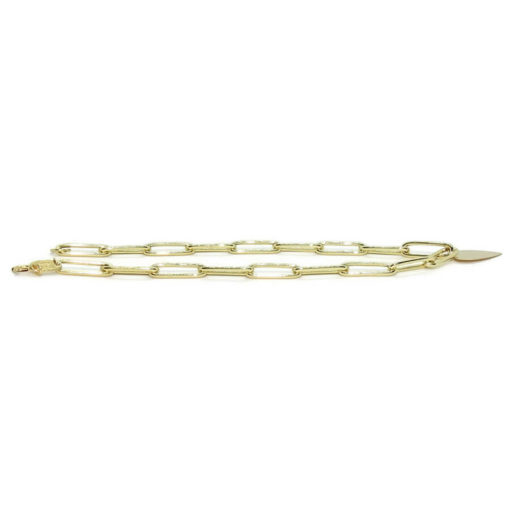 Pulsera de oro amarillo de 18k con eslabones forzados y corazón central. 18.50 cm - Imagen 4