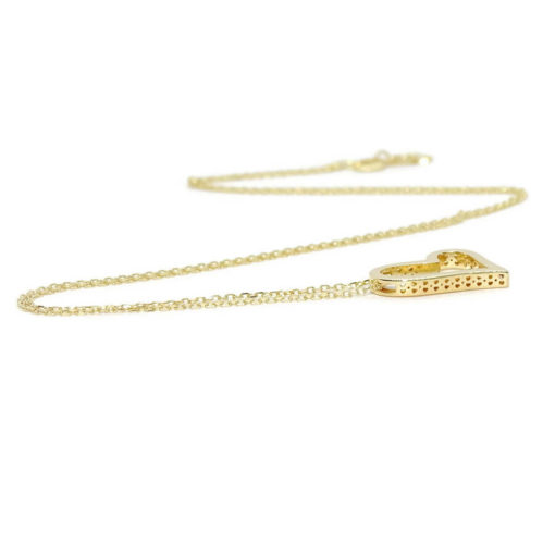 Precioso collar de oro amarillo de 18 k con un diamante talla brillante de 0.015cts engastado en un precioso corazón de oro amarillo de 18k - Imagen 6