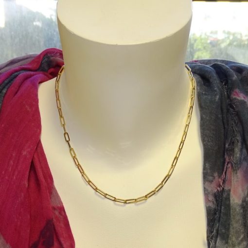 Collar de moda para mujer de Oro Amarillo de 18k de eslabón tipo forzado de 4.00 mm de ancho. - Imagen 2
