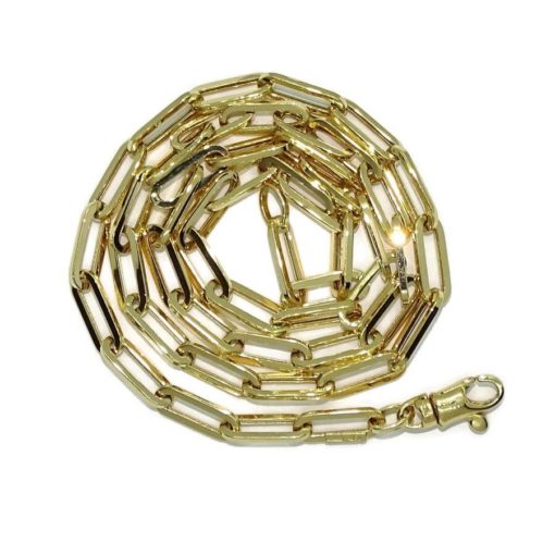 Collar de moda para mujer de Oro Amarillo de 18k de eslabón tipo forzado de 4.00 mm de ancho. - Imagen 6