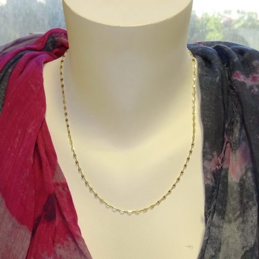 Cadena para Hombre y Mujer de Oro Amarillo de 18k modelo forzada espejo de 3mm de ancha y 50cm de Larga - Imagen 2