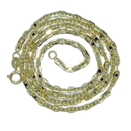 Cadena para Hombre y Mujer de Oro Amarillo de 18k modelo forzada espejo de 3mm de ancha y 50cm de Larga - Imagen 3